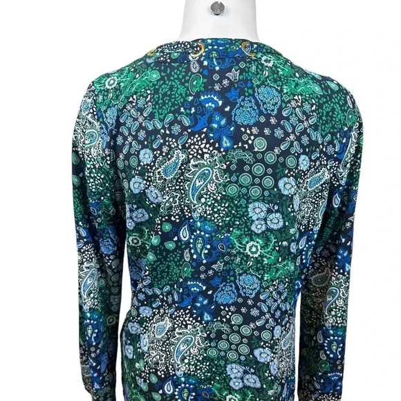 Michael Kors blue and green top tie going through gold grommets size small - Picture 9 of 11